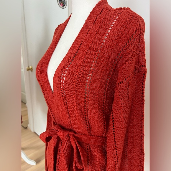 Anthropologie Rich Red Belted Cardigan - Picture 9 of 16